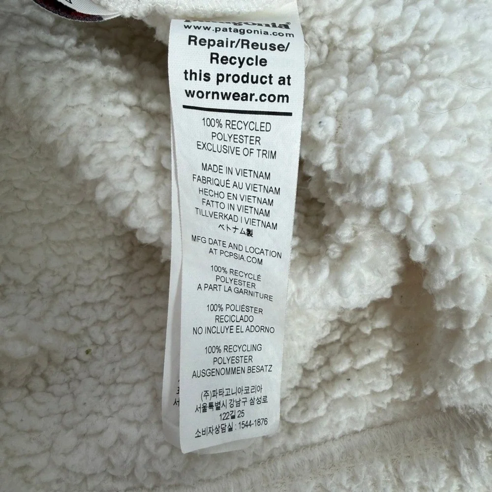 Patagonia Girls Los Gatos Fleece Vest Birch White Full Zip Size M 10